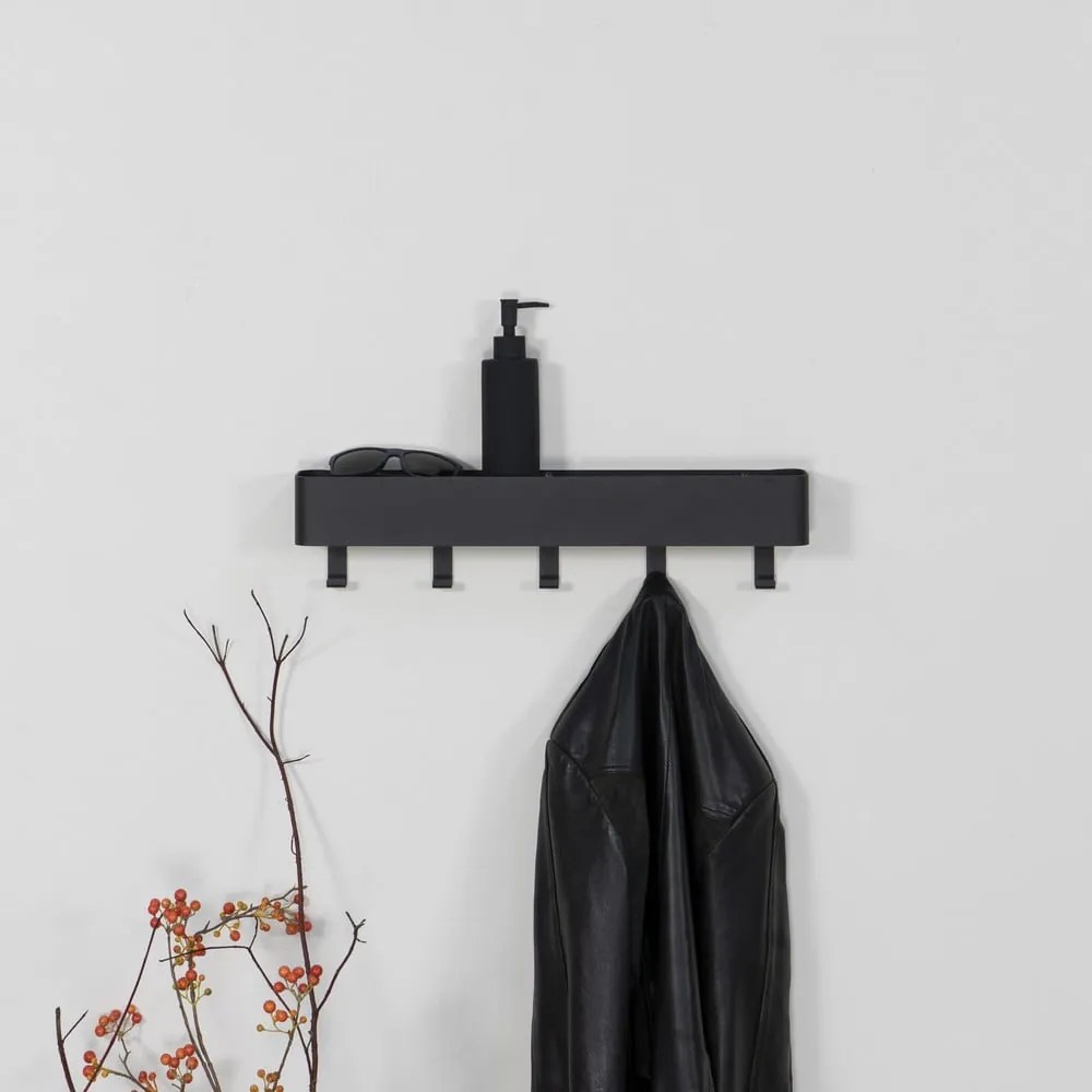 Черна метална стенна закачалка с рафт 52 cm Dax Play – Spinder Design