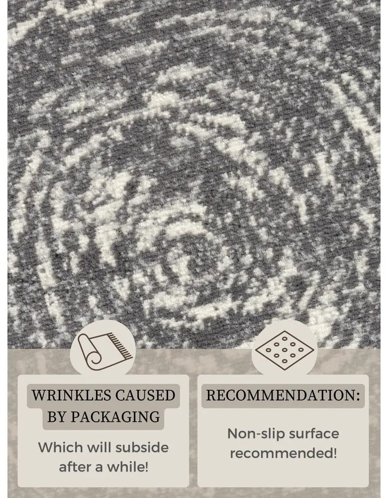 Сиво-кремав кръгъл килим ø 160 cm Gloria Cavallo – Hanse Home