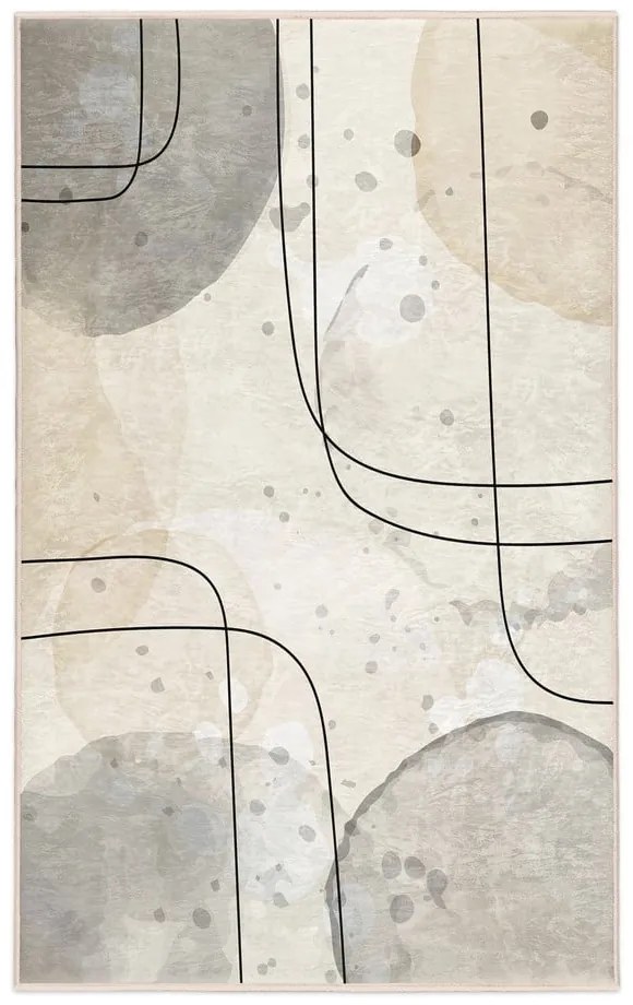 Сиво-кремав килим подходящ за пране 80x150 cm Simple Lines – Mila Home