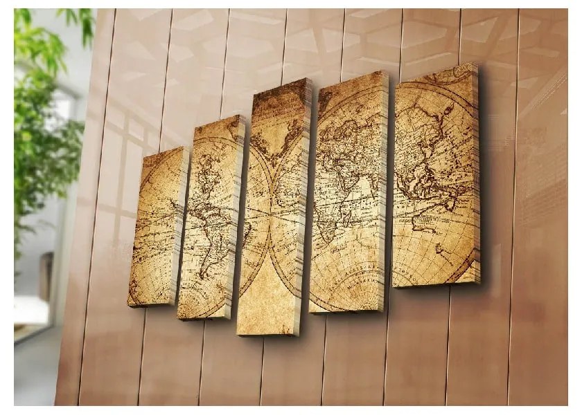 Картина от няколко части Голяма карта на света, 105 x 70 cm - Wallity