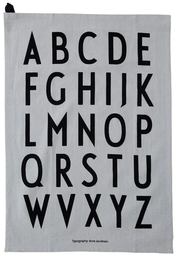 Сива памучна кърпа за чай "Азбука" в комплект от 2 броя, 40 x 60 cm - Design Letters
