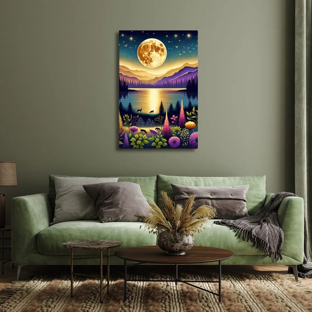Картина на платно – Вълшебен нощен пейзаж с луна