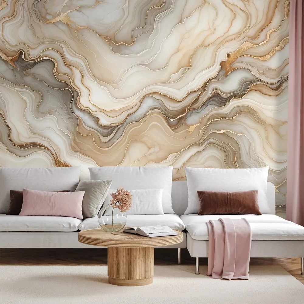 Самозалепващ тапет – Мраморна елегантност в златни тонове