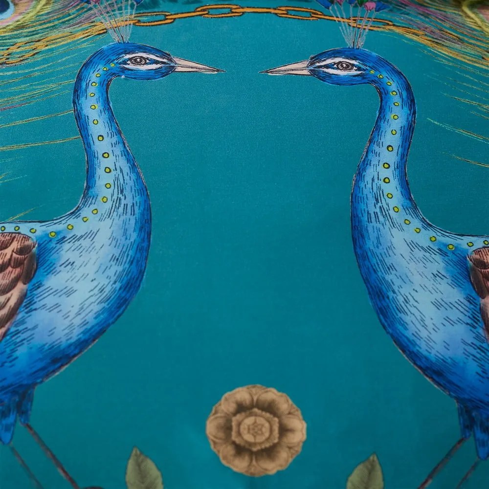 Тюркоазено единично спално бельо от памучен сатен 135x200 cm Xanadu Peacock – Matthew Williamson