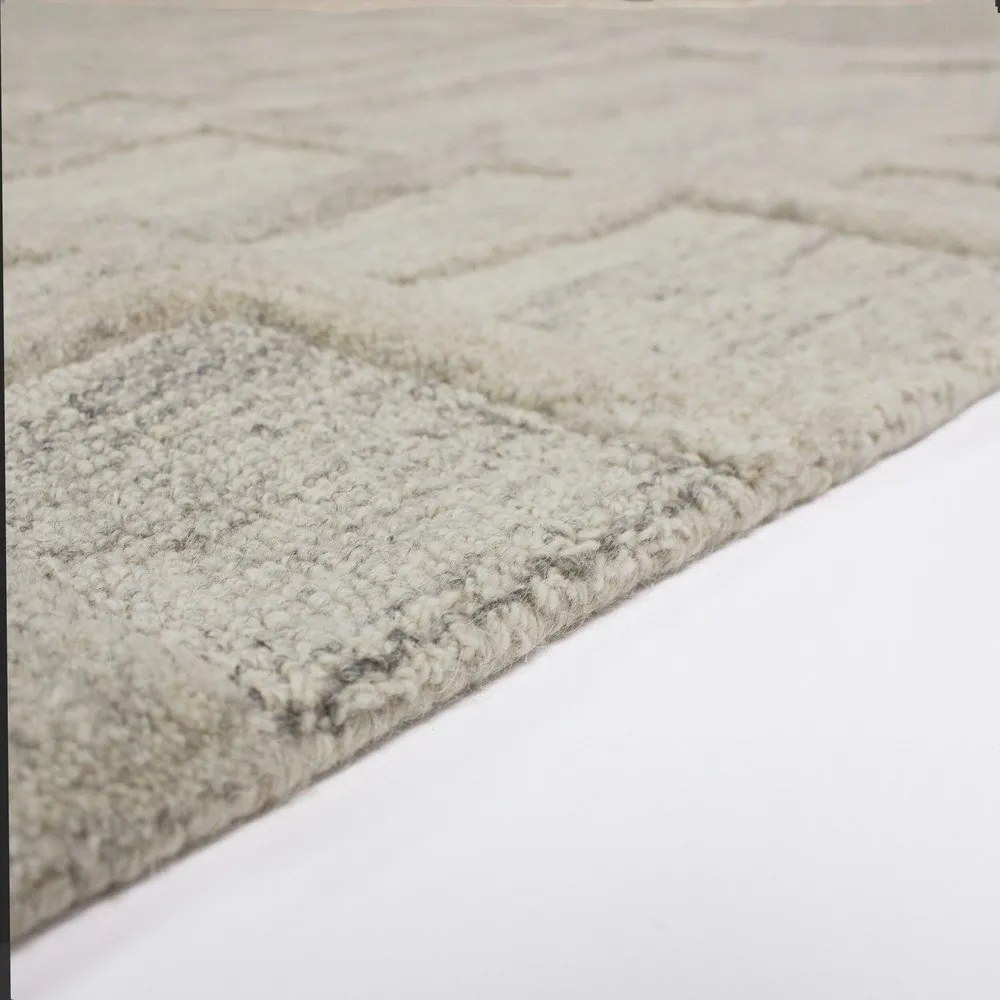 Сиво-бежов ръчно изработен вълнен килим 200x300 cm Elva – Flair Rugs