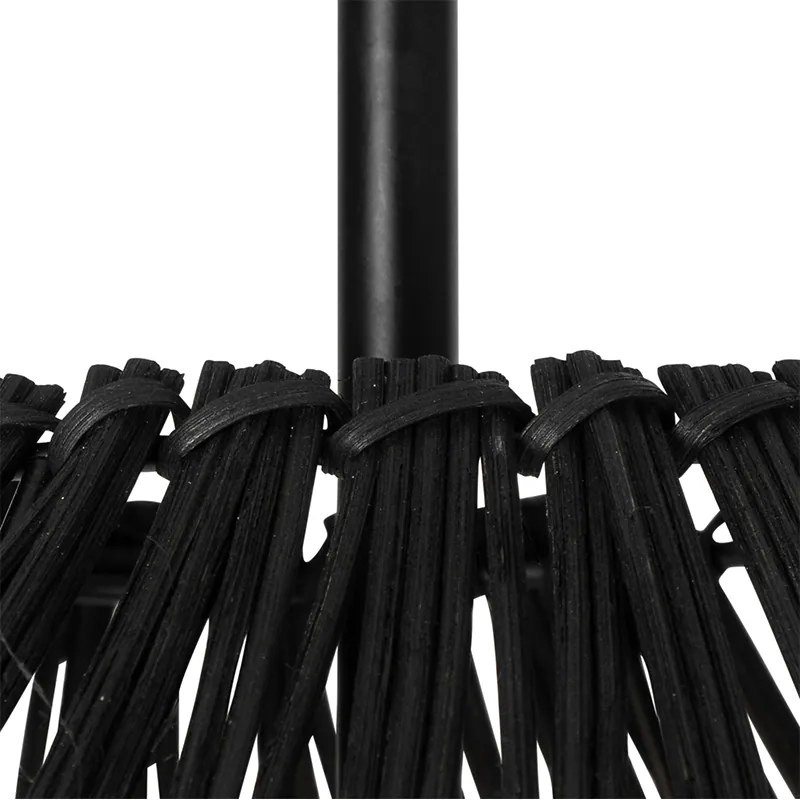 Рустикална подова лампа черна с ратан - Sam