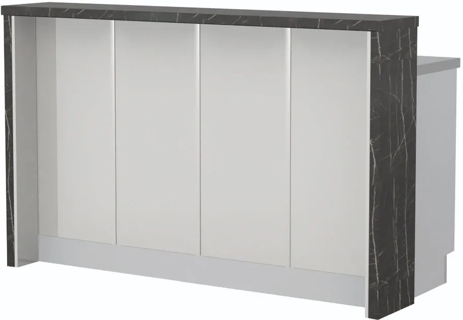 Островна кухненска пейка Modena-Length: 160 cm.-White glossy-Black Stone