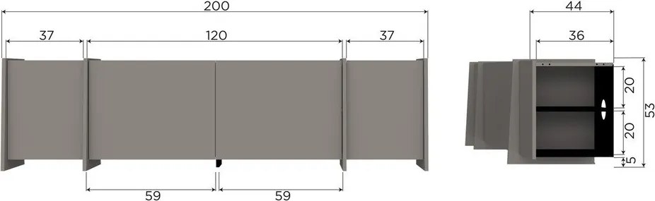 Сива маса за телевизор от декор от ясен 200x53x44 cm Brock – WOOOD