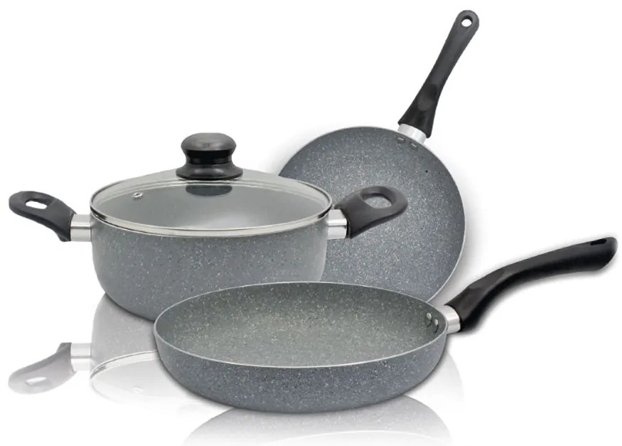 Комплект тигани и тенджера SAPIR Marble Cook SP 1318 CS4B, 4 части, Мраморно покритие, Сив