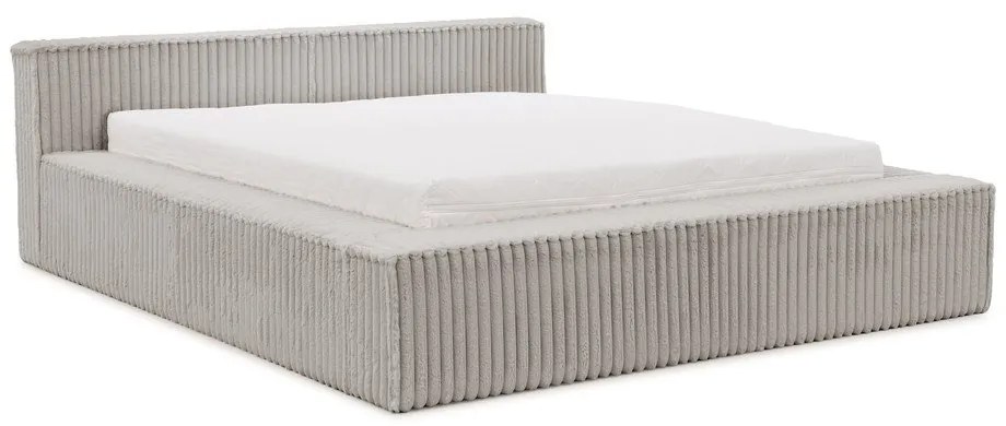 Сиво двойно тапицирано легло с място за съхранение и включена подматрачна рамка 160x200 cm Cloe – Ropez