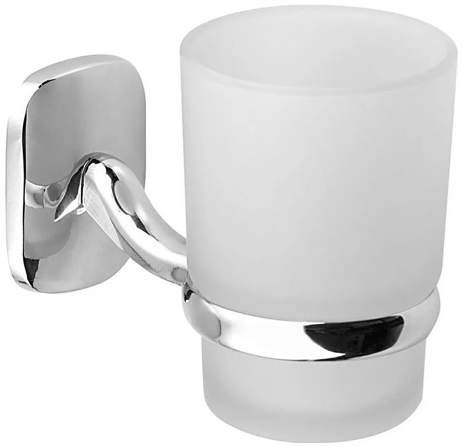 Aqualine - Стенна поставка за четки за зъби RUMBA млечен стъкло/лъскав хром