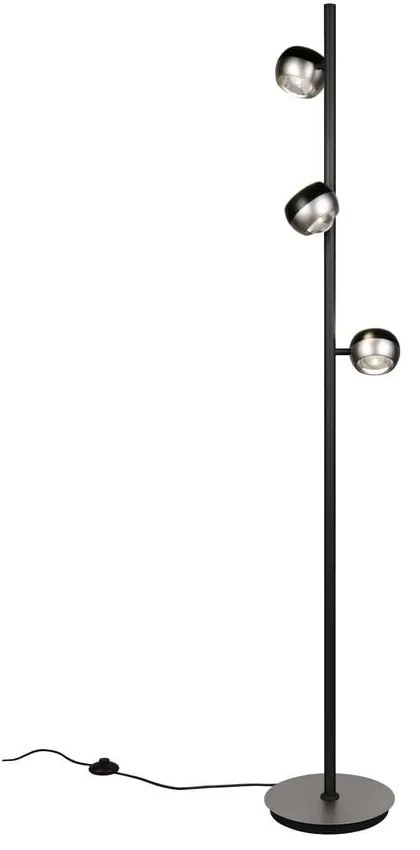 LED подова лампа в черен и сребрист цвят (височина 150 cm) Orbit – Trio Select