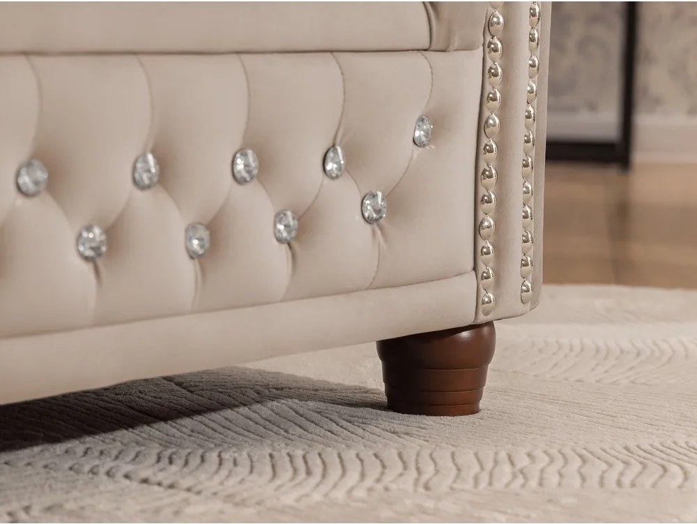 Бежов кадифен разтегателен ъглов диван (ляв ъгъл L форма) York Blik – Ropez