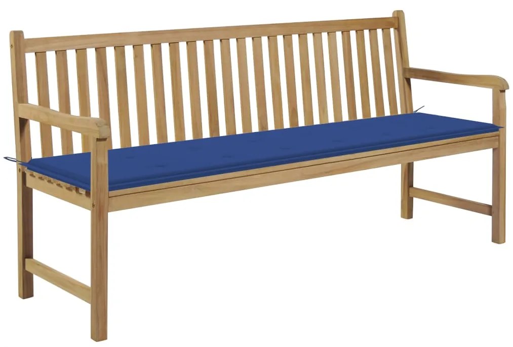 3062794 vidaXL Градинска пейка с кралскосиньо шалте, 175 см, тик масив