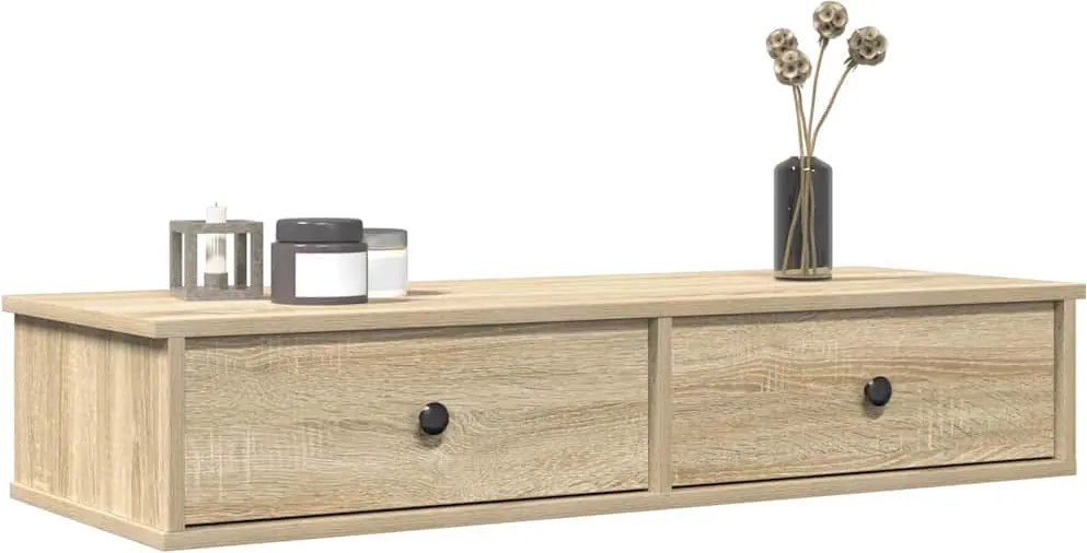 859961 vidaXL Стенен рафт с чекмеджета 100x37,5x19 см инженерно дърво