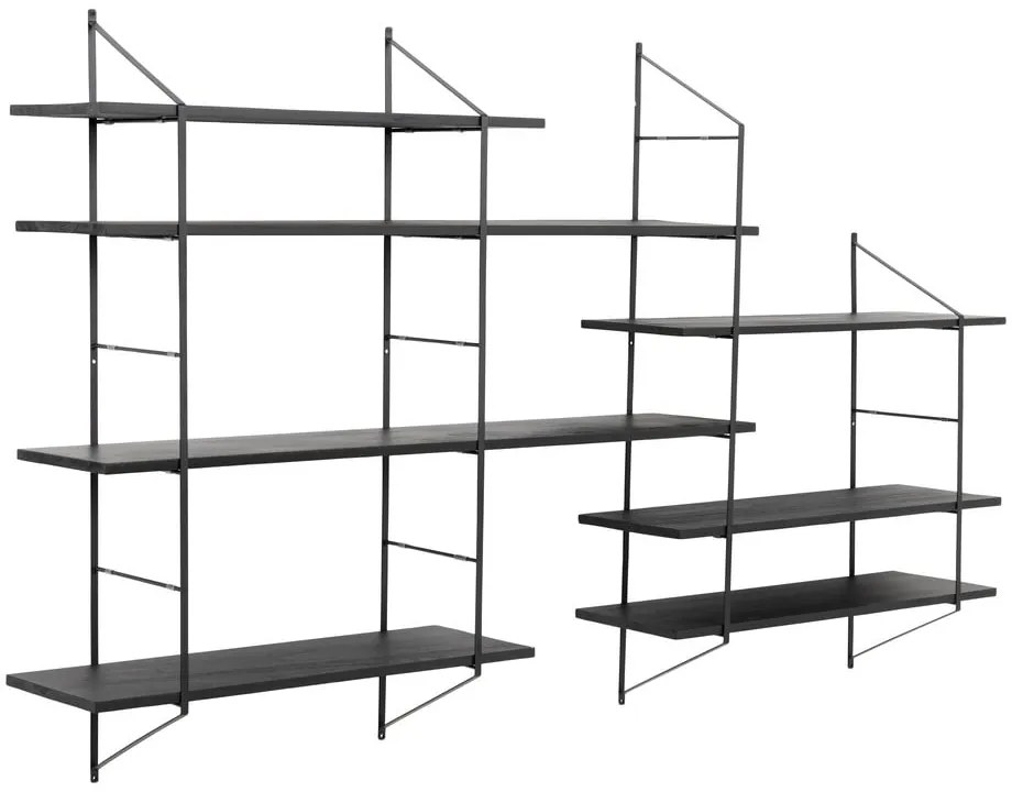 Черен на няколко нива стенен рафт от масивна Пауловния 196 cm Belfast – Actona