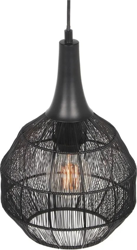 Матово черно висящо осветително тяло с метален абажур Soraya – Trio