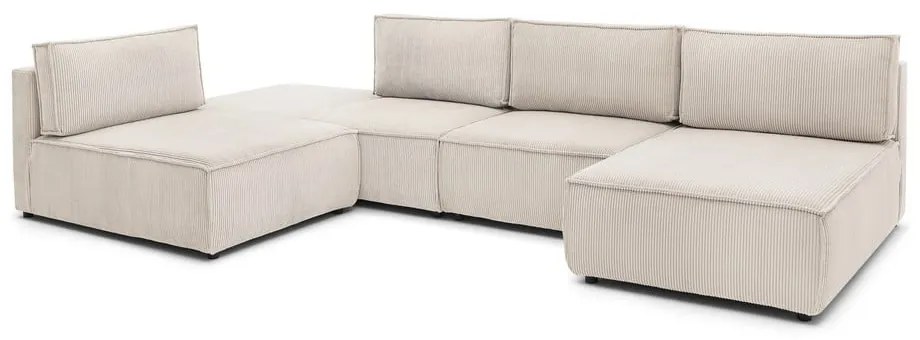 Кремав променлив велурен ъглов диван Nihad modular - Bobochic Paris