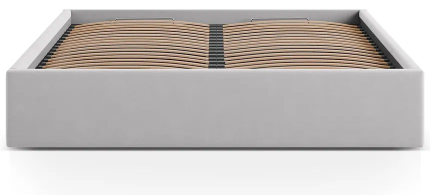 Светлосиво двойно легло 180x200 cm тапицирано с място за съхранение/без табла с включена подматрачна рамка Susan – Micadoni