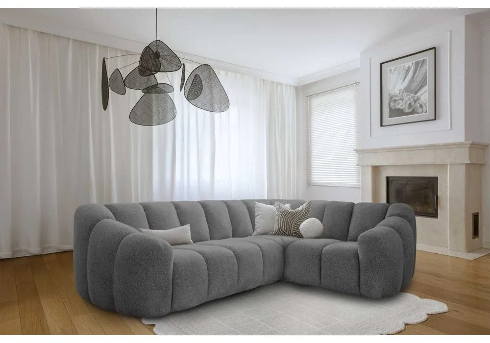 Сив ъглов диван (десен ъгъл/L форма) Shell – Miuform