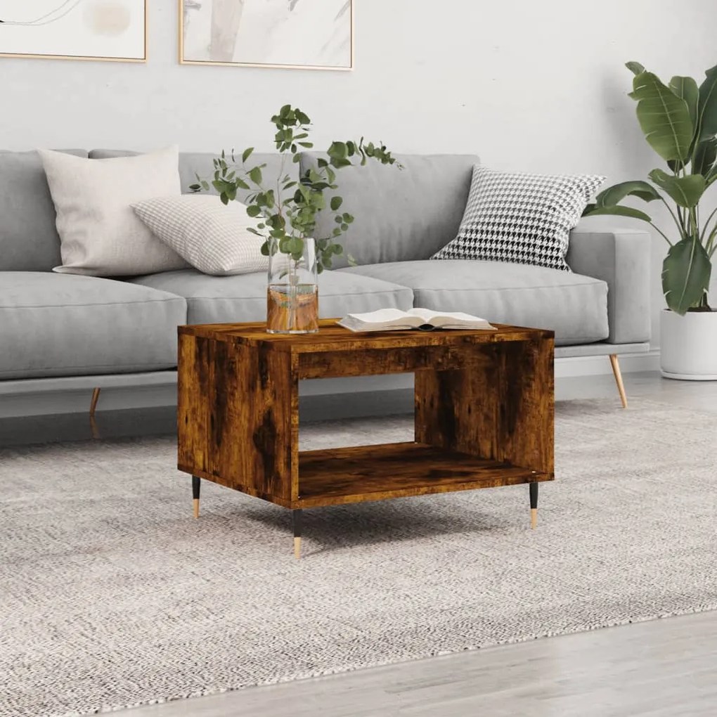 829249 vidaXL Кафе маса, опушен дъб, 60x50x40 см, инженерно дърво