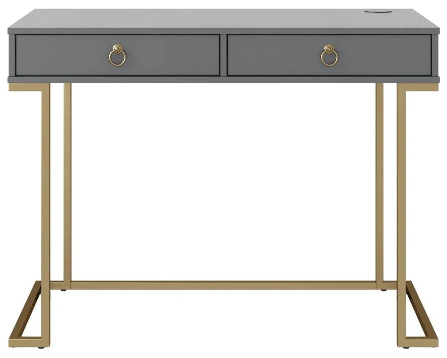 Сива работна маса Camila - CosmoLiving by Cosmopolitan