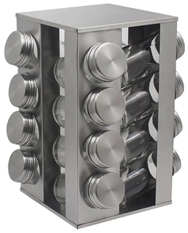 Бурканчета за подправки на стойка ZEPHYR ZP 1217 CS16, 16 бр. бурканчета, 4 нива, Въртяща се основа, Сребрист