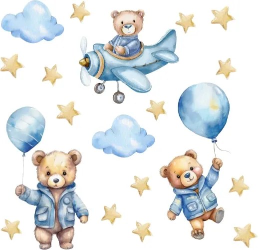 Вълшебни светещи стикери за деца - сини мечета Šírka: 30 cm | Dĺžka: 50 cm