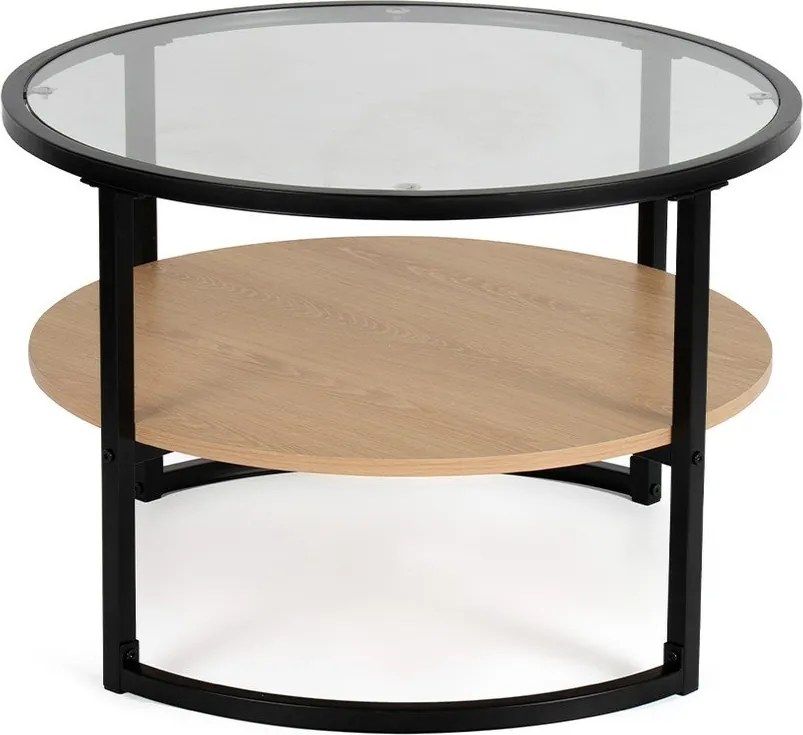 Черна/в естествен цвят кръгла масичка за кафе от декор от дъб ø 68 cm Zanu – Bonami Essentials