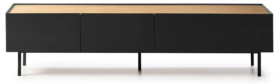 Черна/естествена маса за телевизор от декор от дъб 180x45 cm Arista – Teulat