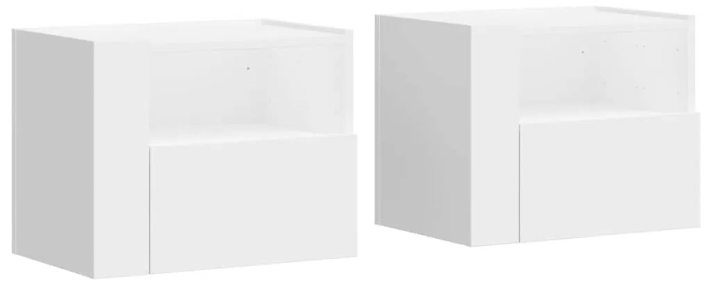 848312 vidaXL Нощни шкафчета за стенен монтаж, 2 бр, бели, 45x30x35 см