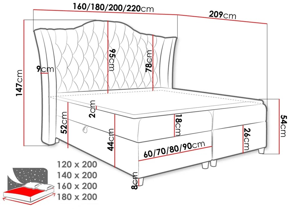 Тапицирано легло Colombo-Kafe-140 x 200