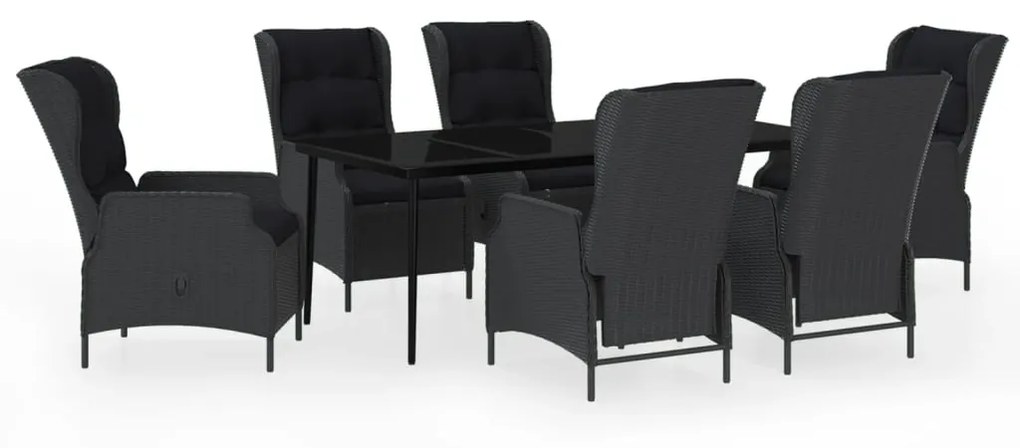 3099659 vidaXL Градински трапезен комплект, 7 части, тъмносив