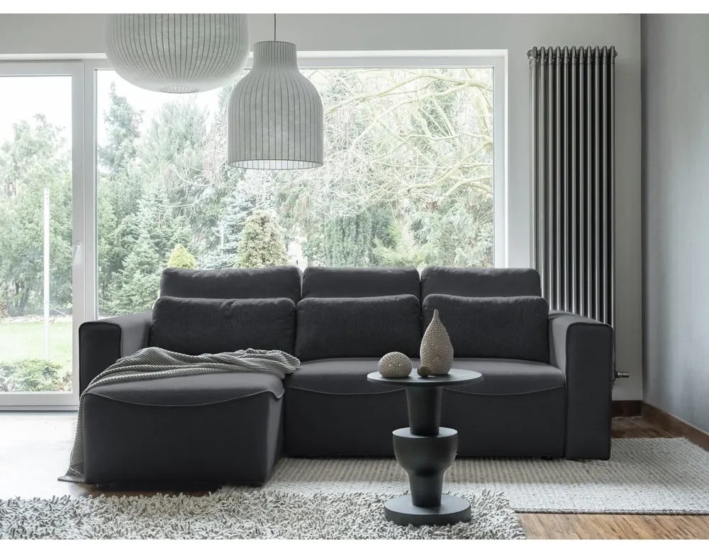 Тъмносив ъглов разтегателен диван (променлив) Homely Tommy - Miuform