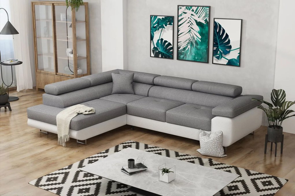 Ъгъл диван Antony-Left-White - Gray