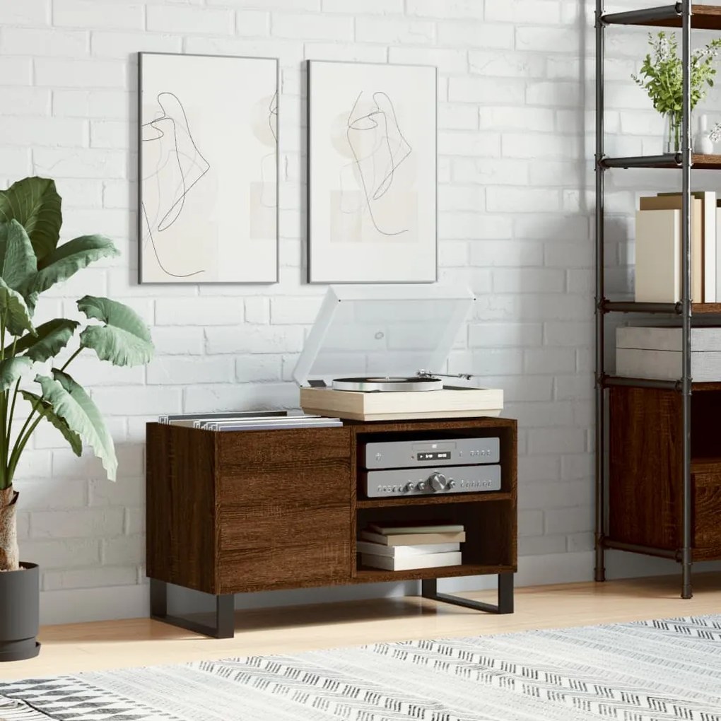 Sonata H Шкаф за винилови плочи кафяв дъб 85x38x48 см инженерно дърво