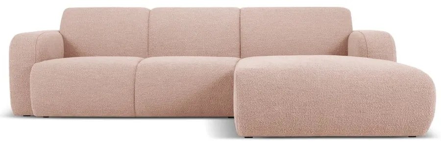 Розов ъглов диван от плат букле (десен ъгъл) Molino - Micadoni Home