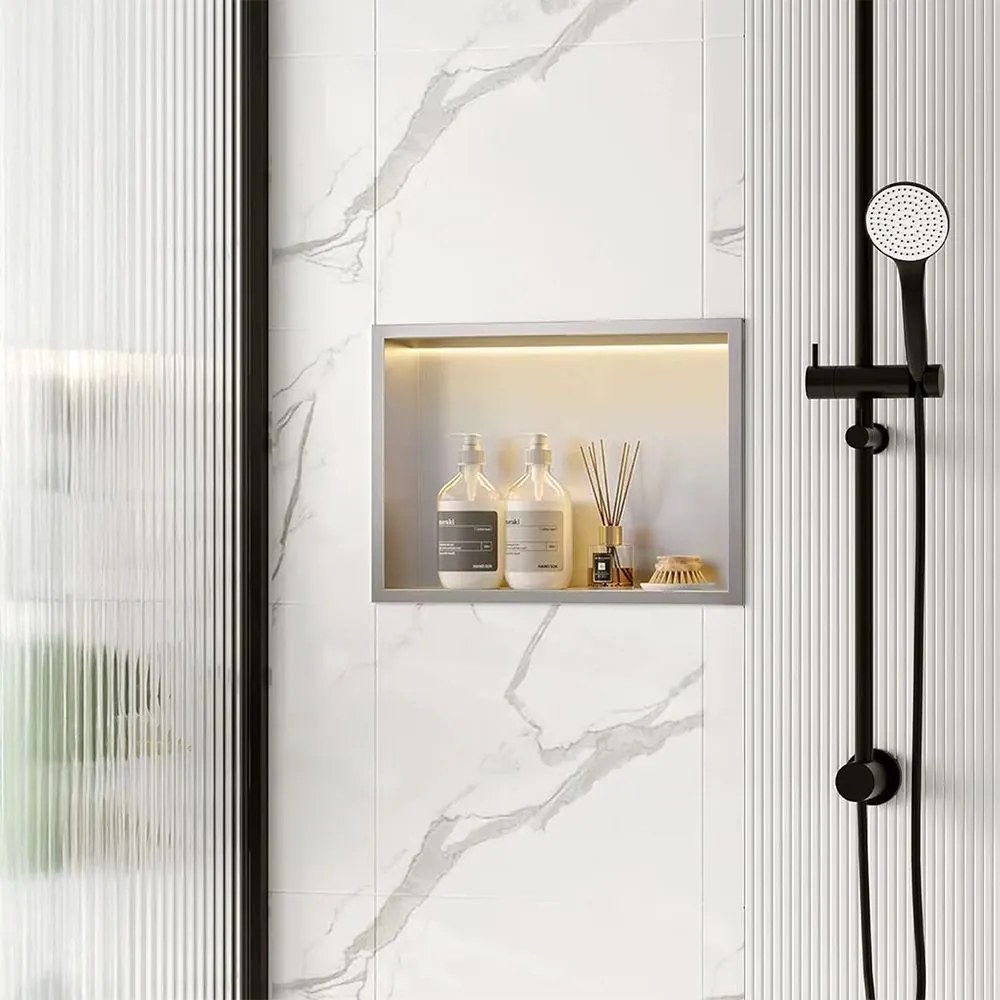 Вграден рафт за баня А LED 30x45 steel brush