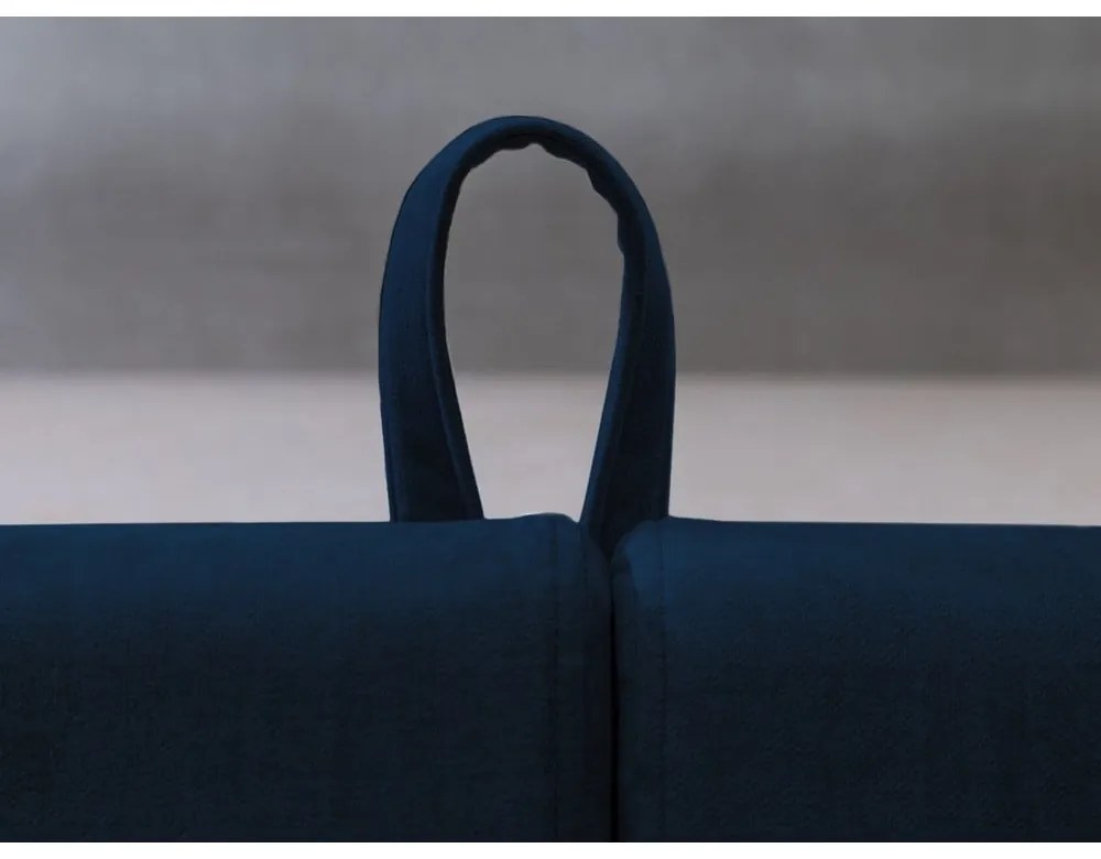 Тъмносиньо двойно легло 180x200 cm тапицирано с място за съхранение с включена подматрачна рамка Jade – Bobochic Paris