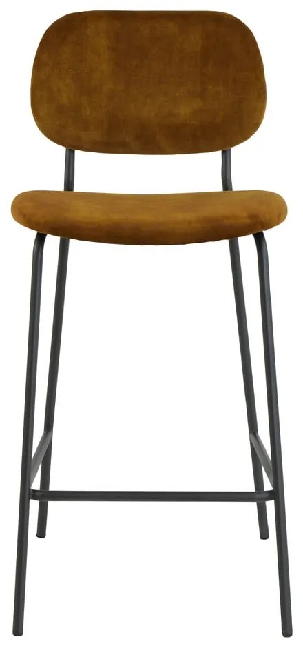 Бар стол от кадифе в цвят горчица 92 cm Emma - Light &amp; Living