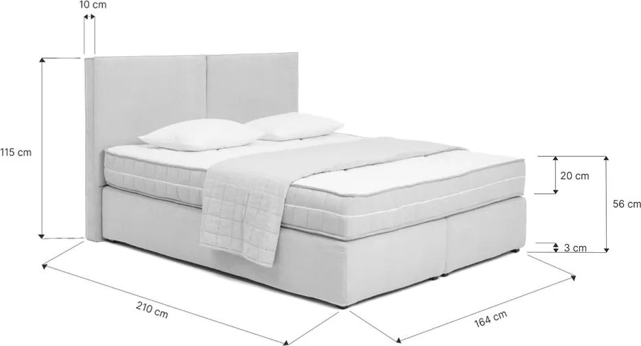 Боксспринг легло в кафяво-сив цвят 160x200 cm Olia Bold – Bonami Selection