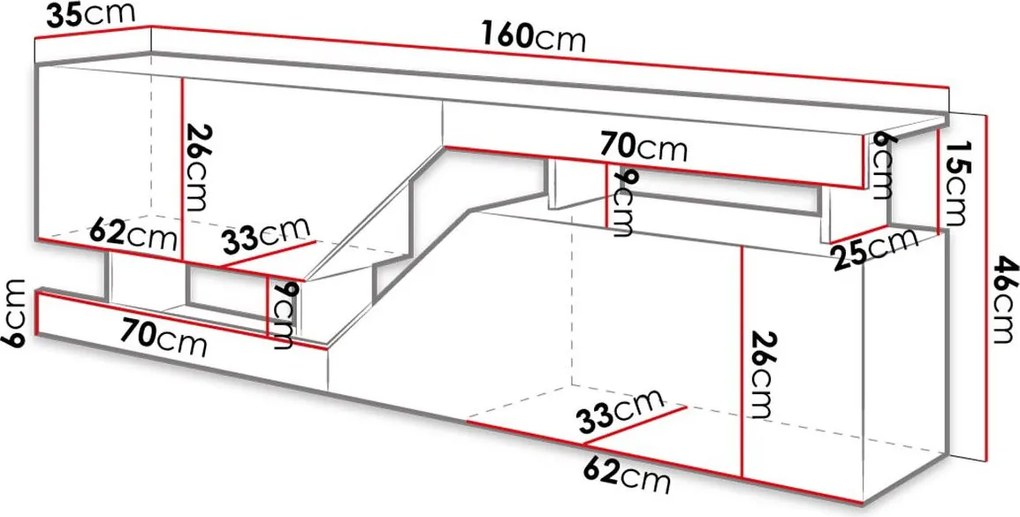 TV шкаф Ceelias-естествен-бял