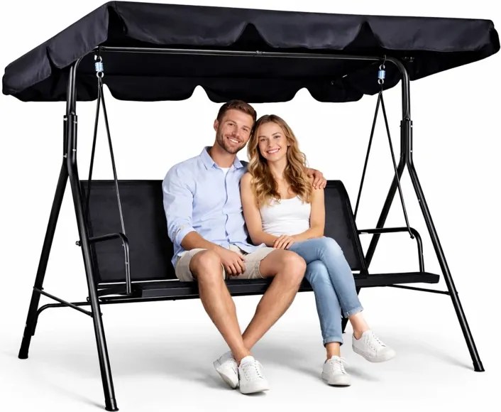 Градинска люлка за 3 лица с регулируем сенник