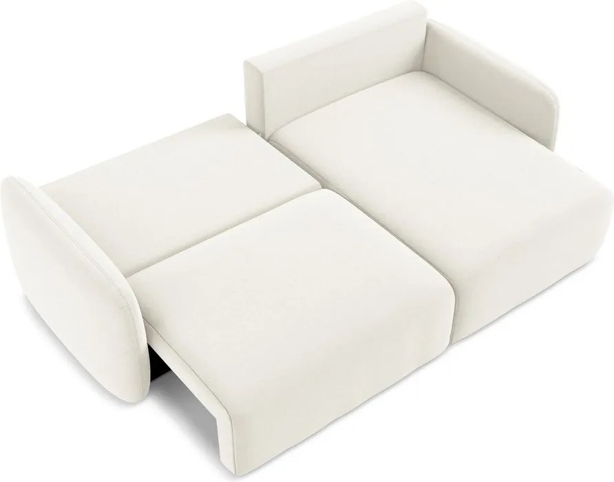 Кремав кадифен сгъваем/с място за съхранение ъглов диван (десен ъгъл) Kalena – Makamii