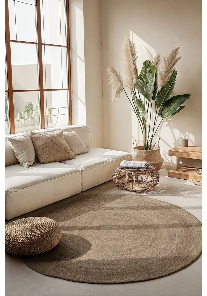 Сиво-бежов двустранен ютен кръгъл килим ø 100 cm Braided Grey – Hanse Home