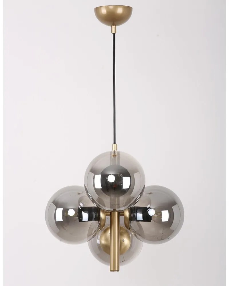 Висяща лампа със стъклен абажур в сиво-златисто ø 15 cm Forte - Squid Lighting