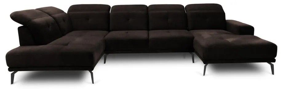 Тъмнокафяв ъглов диван (ляв ъгъл/U форма) Bretan – ELTAP