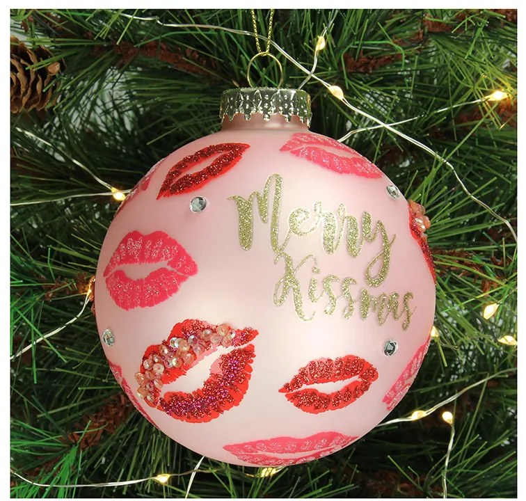 Стъклен орнамент Merry Kissmas  (6 τεμάχια)