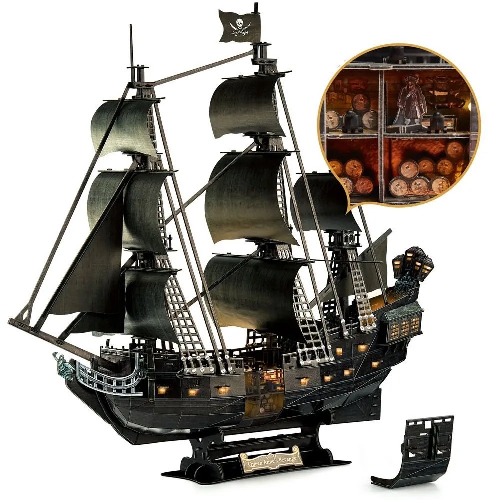 Cubic Fun - Пъзел 3D Queen Anne's Revenge 293ч. с LED светлини L522h