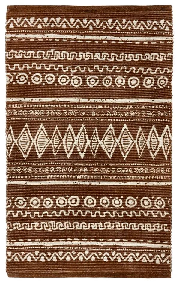 Кафяв и бял памучен килим , 55 x 140 cm Ethnic - Webtappeti